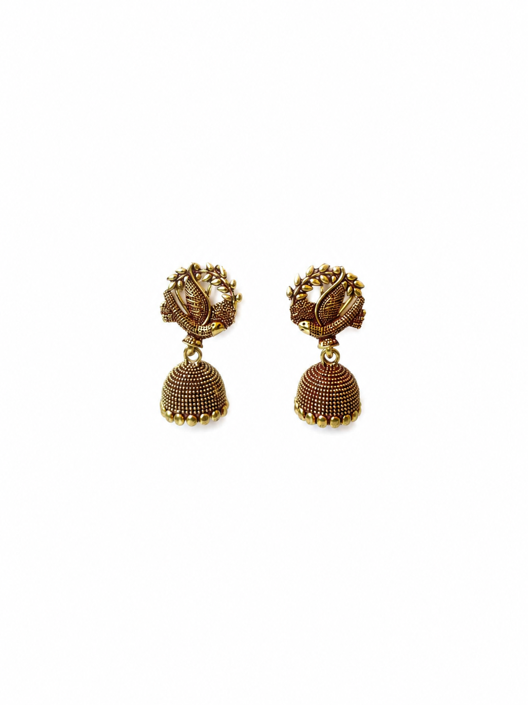 Peacock Design Golden Traditional Jhumka Earrings for Women and Girls