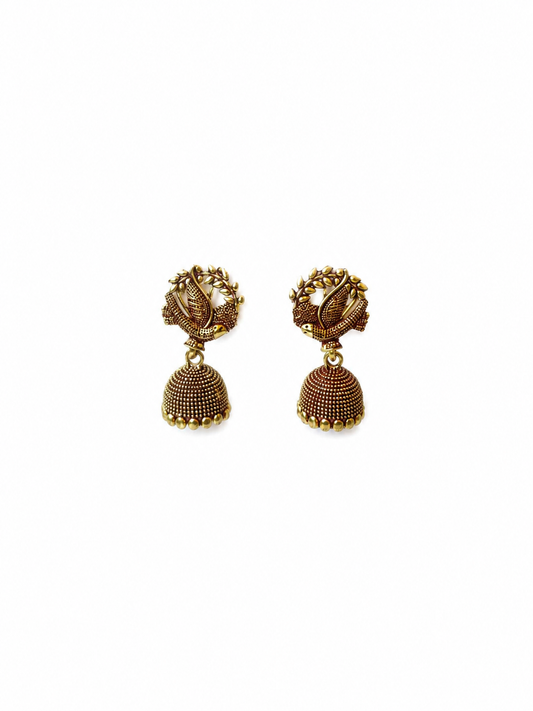 Peacock Design Golden Traditional Jhumka Earrings for Women and Girls