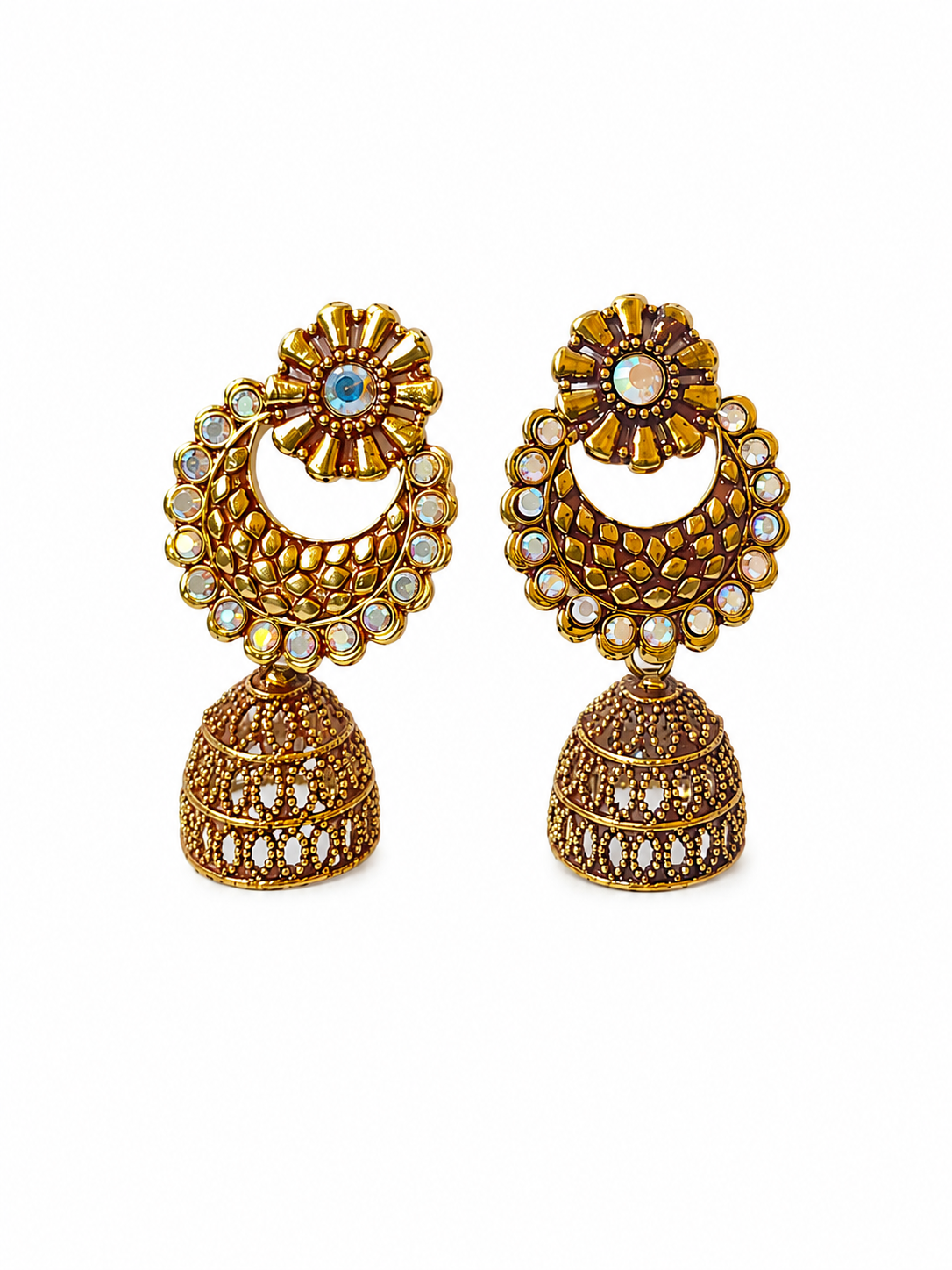 Antique Golden Chandbali Jhumka Earrings for Women | Traditional Statement Earrings