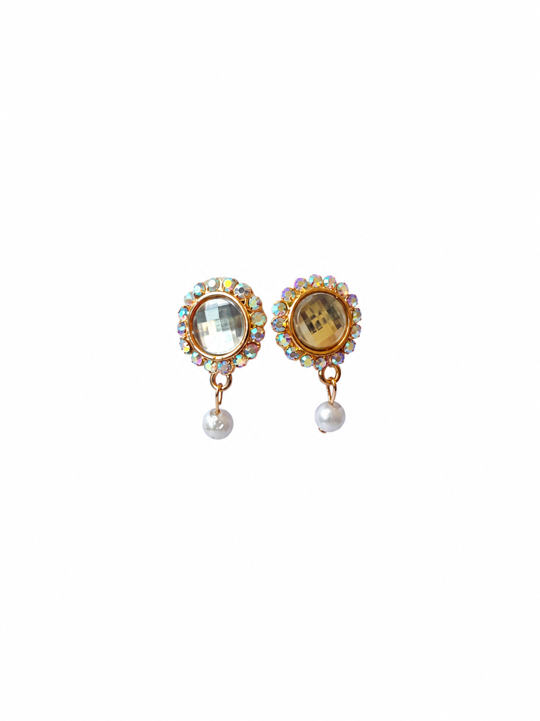 Crystal Pearl Drop Stud Earrings for Women and Girls