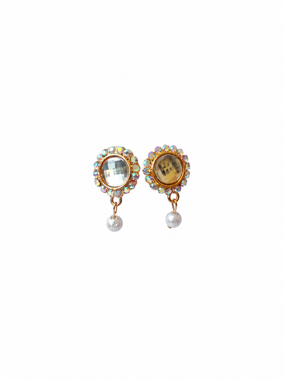 Crystal Pearl Drop Stud Earrings for Women and Girls