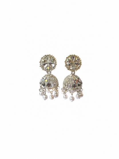 Pearl Silver Jhumka Earrings for Women | Elegant Traditional Earrings