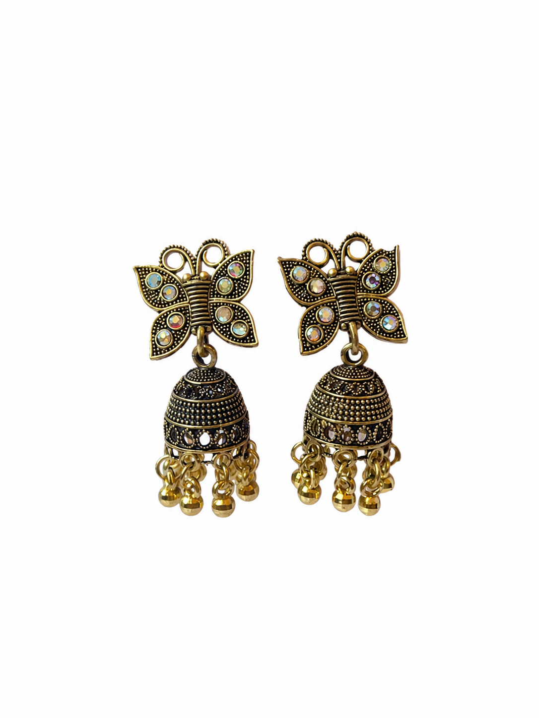 Butterfly Design Golden Traditional Jhumka Earrings for Women and Girls