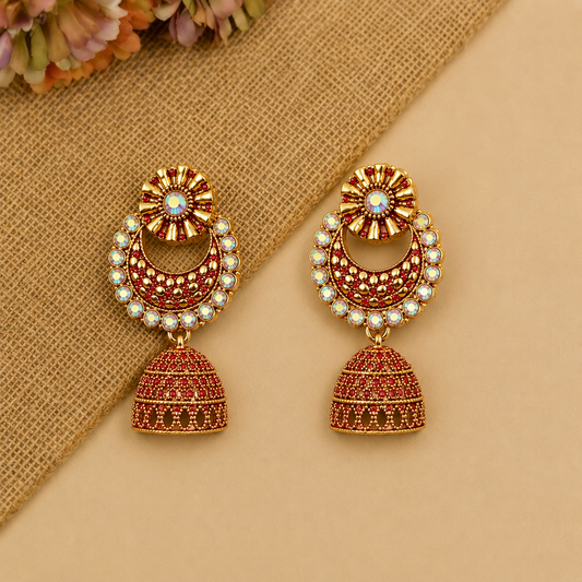 Trendy Gold Plated Jhumka Earrings for Women | Gen Z Ethnic Party Wear Earrings