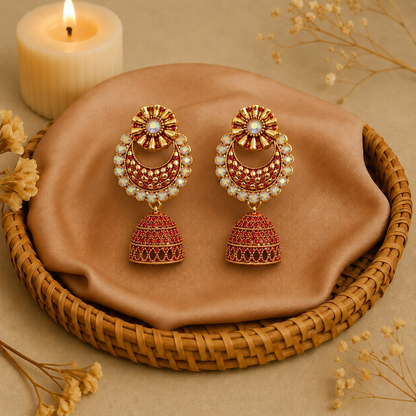 Trendy Gold Plated Jhumka Earrings for Women | Gen Z Ethnic Party Wear Earrings