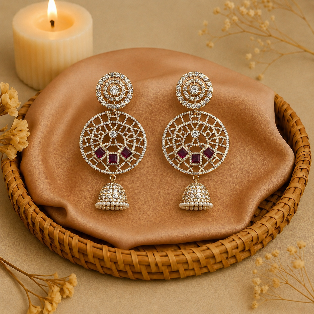 Designer Crystal Jhumka Earrings for Women | Party Wear & Wedding Earrings