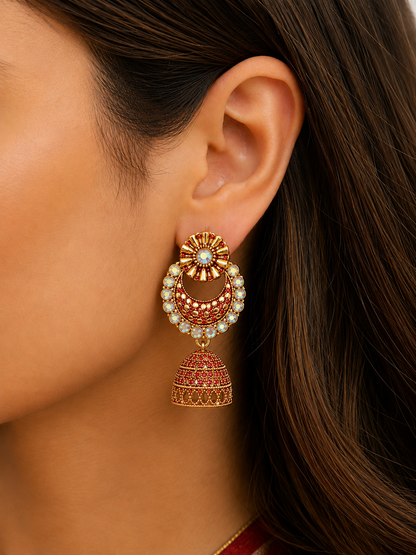 Trendy Gold Plated Jhumka Earrings for Women | Gen Z Ethnic Party Wear Earrings